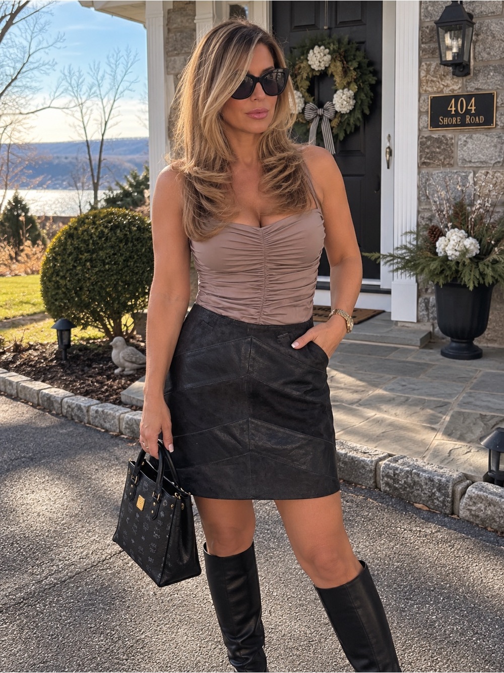 Alfani Black Leather Mini Skirt